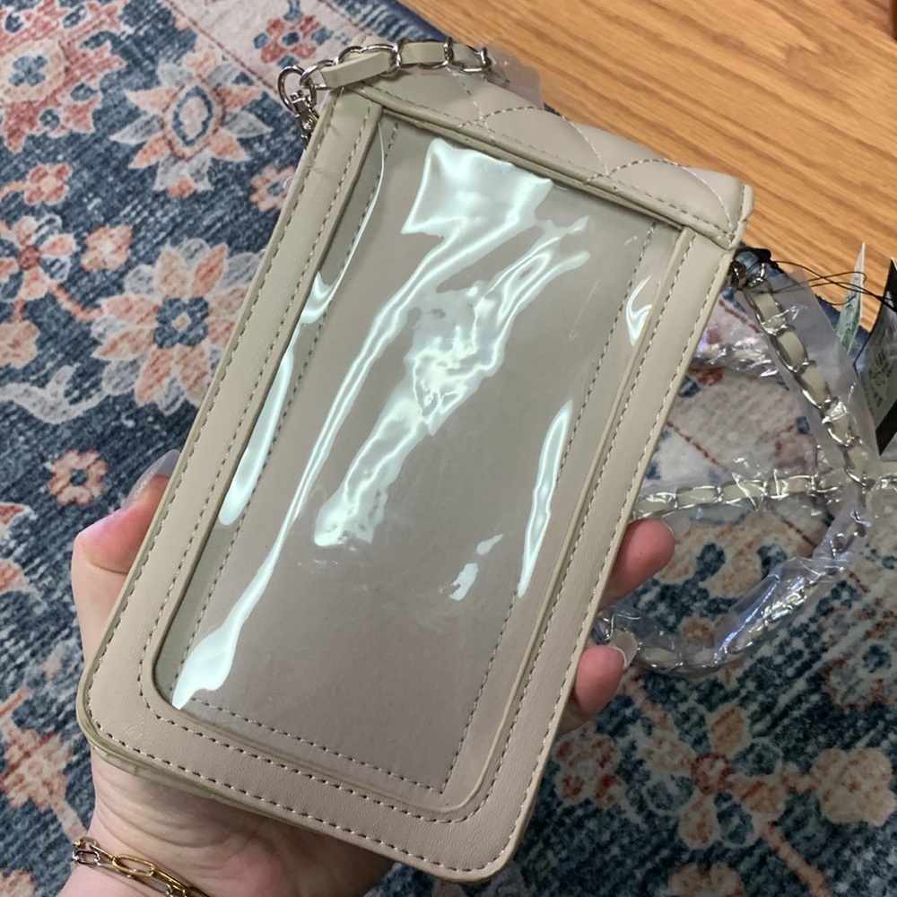 Badgley Mischka NWT off white eggshell Pearl travel phone purse Crossbody - Picture 3 of 4
